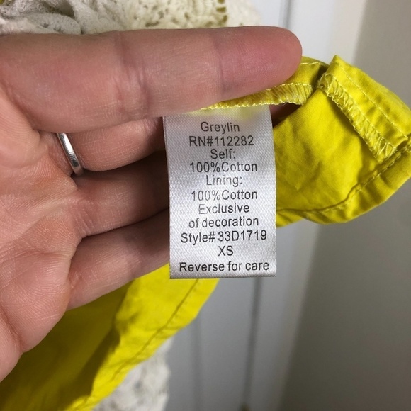 Greylin Valencia Yellow Lace Flare‎ Dress Women Size XS - Picture 7 of 8